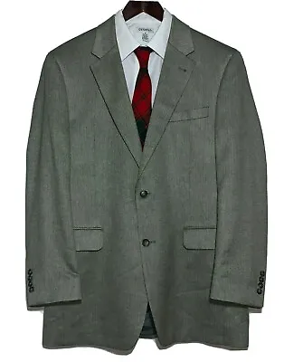 Jos A Bank Mens Silk Camel Hair Sport Coat 42L Herringbone Gray 1 Vent 2 Button • $35.99