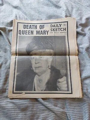 Vtg. March 25th 1953 Daily Sketch Newspaper Feat. Queen Mary & John Christie • £4.99
