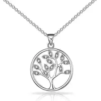 Silver Plated Tree Of Life Necklace Created With Zircondia® Crystals • £9.99