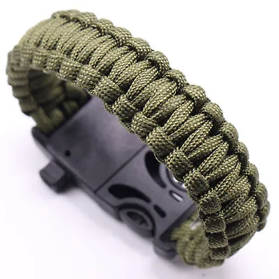 Parachute Cord Military Bracelet Survival Compass Firstone Hook Line Wristband  • £8.65