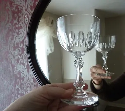 4x Antique Val St Lambert Crystal Water Wine Glasses Air Filled Stem H154cm • £123