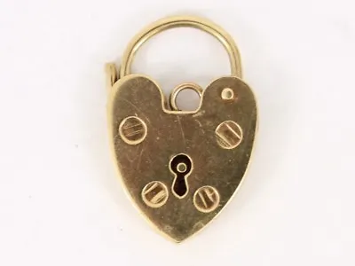 Heart Padlock Clasp 9ct Gold Vintage Gate Bracelet Ladies 375 1.7g Cg82 • $264.73