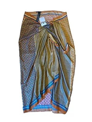 Zara Wrap Sarong Style Skirt NWT Size M 6ft. × 38  Ready To Style Beach Wear Fun • $14.50