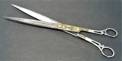 Ottoman Gold Damascened Calligraphers Scissors SILVER Handles Türkiye Turkey • $1200
