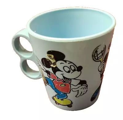 Blue Walt Disney Productions Donald Duck Mickey Minnie Mouse Plastic MUG 1960s • $7