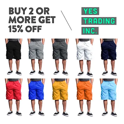 $24.50 • Buy Dreamusa Mens Plain Cargo Shorts Casual 5 Pocket Heavyweight Fleece Shorts 