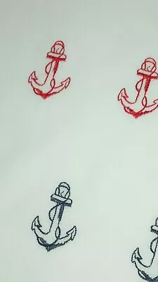 £15 • Buy EMBROIDERED ANCHORS Duvet Set + 2 X Pillowcases SMALL DOUBLE - Nautical SEASIDE