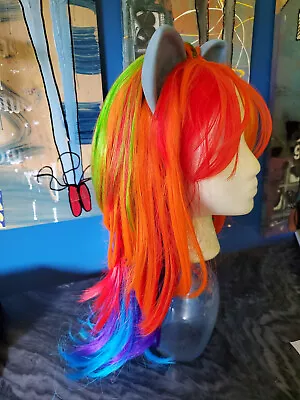 2014 Hasbro MY LITTLE PONY Rainbow Wig With Plastic Blue Ears Halloween Costume • $25