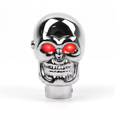 Universal Gear Shift Knob Manual Lever Stick Chrome Skull Red Eyes LED Lights • $31.34