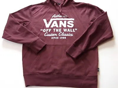 Vans Hoodie Adult S Red Burgandy Hooded Sweatshirt Pullover Off The Wall Logo • £9.50