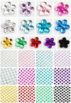 £1.99 • Buy Diamante Flower Stickers - Stick On Gems - 6mm X 100 Pack - Rhinestone Crystals