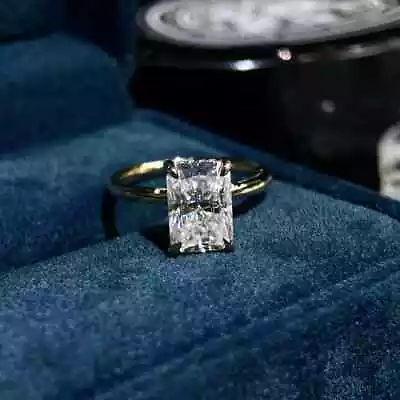 2.10 Ctw Radiant Cut Moissanite Solitaire Engagement Ring Solid 14K Yellow Gold • $374.32