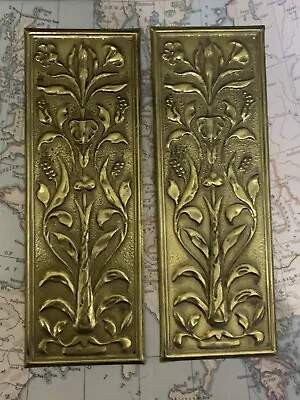 Reclaimed Solid Brass Door Finger Plates Antique Brass Re Finish Large Oblong  • $31.06