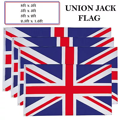 UNION JACK FLAG 3x2' 5x3' 8x5' Great Britain Hand Waver Flags King Coronation UK • £2.35