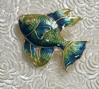 Vintage Fish Brooch Enamel On Metal • $12.80