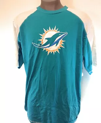 Mens NFL Majestic Miami Dolphins Football Aqua White Short Sleeve Tee T-Shirt • $19.99