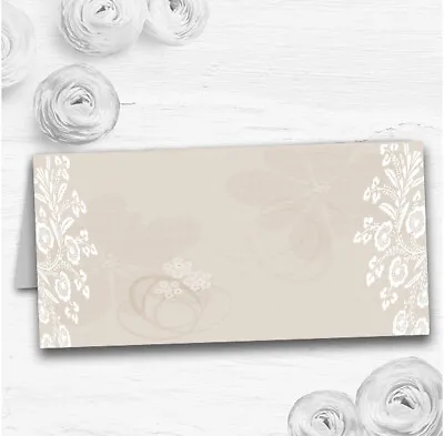 Vintage Lace Beige Chic Wedding Table Seating Name Place Cards • £6.95