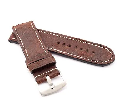 Marino Parallel : VINTAGE CALF Saddle Leather Watch Strap BROWN 24 26mm • £35