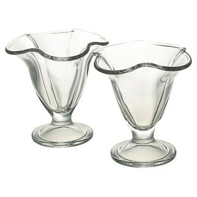Set Of 2 4 6 Clear Glass Flower Shaped Ice Cream Cup Sundae Bowl Footed Dessert • £6.99