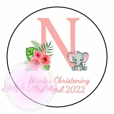 £1.99 • Buy Personalised Christening Initials Girl Stickers Party Thank You Sweet Cone Bags