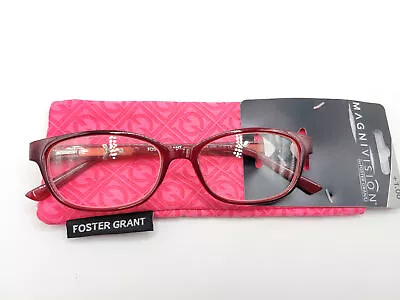 Foster Grant Magnivision Evalina Wine Reading Glasses 53□16-135 Choose Strength • $13.45
