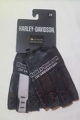 Medium Harley Davidson 120th Anniversary True North Fingerless Leather Gloves  • $65