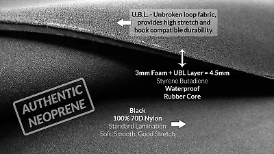 $10.99 • Buy Wide Loop Fabric 4.5mm UBL Neoprene Unbroken Loop / Hook Compatible Scuba Fabric