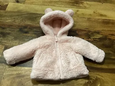 Eddie Bauer Infant Girl Pink Furry Insulated Winter Coat Sz 3-6 Months • $12