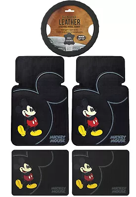 5pc Mickey Mouse Classic All Weather Floor Mats & Steering Wheel Cover Gift Set • $73.97