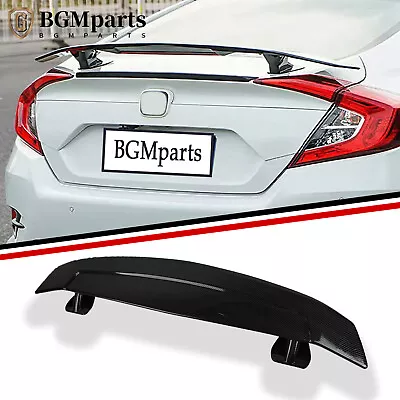 46  Universal Rear Trunk Spoiler Wing Carbon Fiber Look Sport Style W/ Adhesive • $50.39
