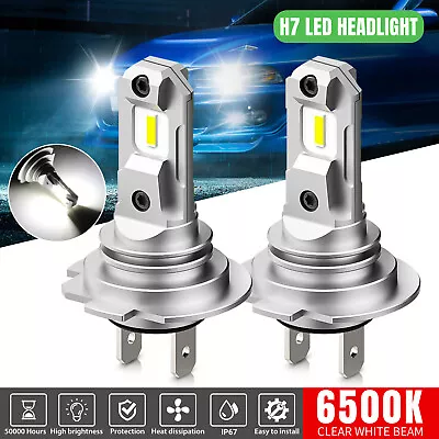 2PCS H7 LED Headlight Bulbs Kit High Low Beam DRL Lamp Super Bright 6500K White • $12.98