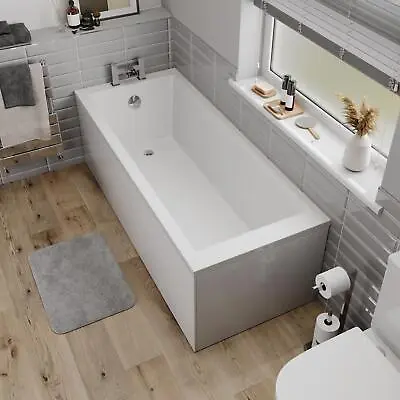 £209 • Buy Bathroom Single Ended 1700x700mm Square Bath Side End Panel Acrylic White Modern