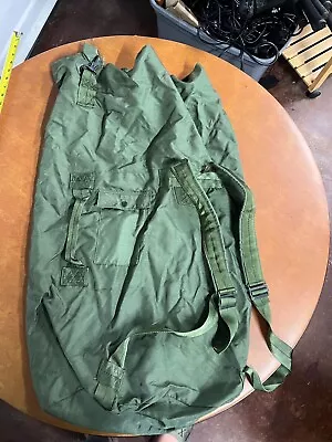 Vintage Military Green Canvas Duffle Bag Backpack • $13