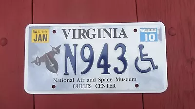 Virginia License Plate - National Air And Space Museum Dulles Center VA 2010 • $24.99