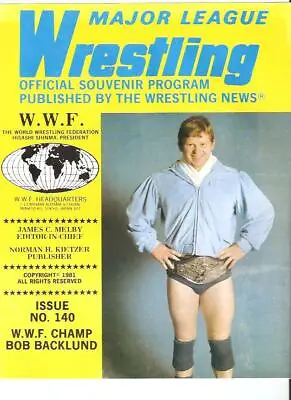 Wrestling News Major League #140 Backlund WWF Program 1981 AWA SD Jones Mascaras • $14.69