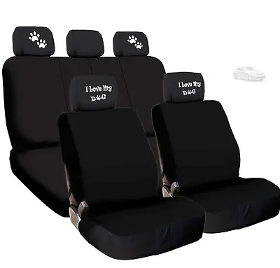 For Toyota New 4x I Love My Dog Paws Logo Headrest With Black Cloth Seat Covers • $38.92