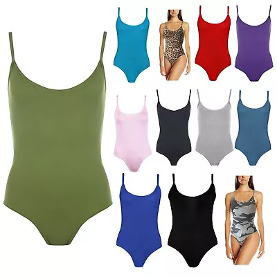Ladies Long Sleeve Scoop Neck Cami Bodysuit Women Stretch Body Shaper Adult Vest • £13.96