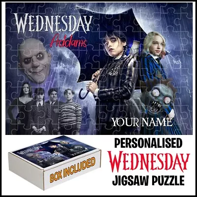 Personalised Wednesday Addams Jigsaw Puzzle- Add Any Name • £11.99