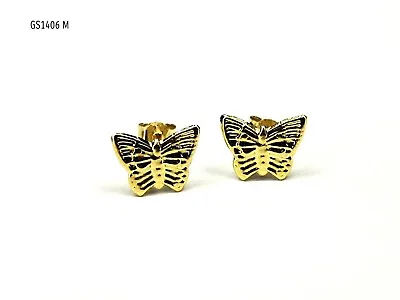 New 9ct Solid Gold Medium Butterfly Earrings Kids Girls Stud BNIB (GS1406) • £21.99