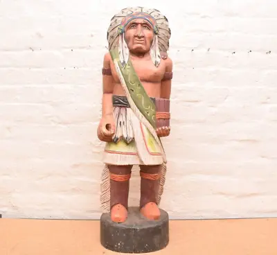 Tobacco VTG Cigar Store Indian Countertop Statue 31  Collectible Carved Wood • $374.06