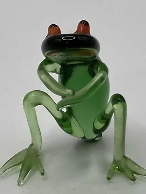 Miniature Hand Blown Art Glass Frog Figurine TINY Hand Made 1.5   Arms Crossed • $9.99