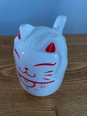 Lucky Cat Ceramic Coffee Tea Mug Cup Upside Down Neko CUTE Red White  • $5.99