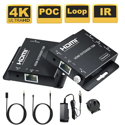 $89 • Buy 4K HDMI Extender 70M POC With IR&Loop Out Over Cat5e/6 RJ45 For Apple TV PS4 PC