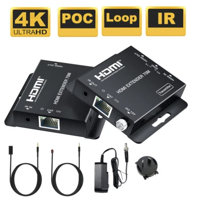 $89 • Buy 4K HDMI Extender 70M POC With IR&Loop Out Over Cat5e/6 RJ45 For Apple TV PS4 PC