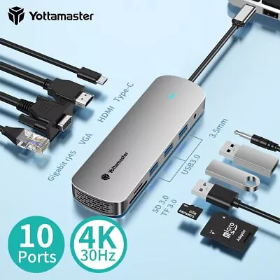 5/6/10-in-1 USB-C Hub Adapter Type-C Hub HDMI Docking Station For PC/Macbook • $42.74