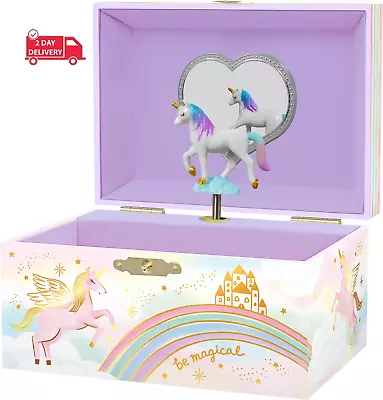 Musical Unicorn Jewelry Box For Girls - Kids Jewelry Box With Spinning Unicorn • $28.41