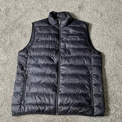 Mens Medium Eddie Bauer EB650 Black Full Zip Goose Down Lightweight Vest • $38