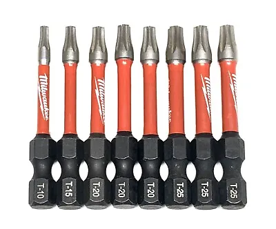 T-10 T-15 T-20 T-25 MILWAUKEE SHOCKWAVE Impact Duty Torx 2in. 8Pc Bit Set NEW • $11.29