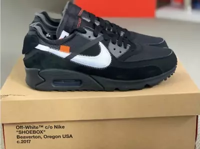 Off White X Nike Air Max 90  Black The TEN Mens Sports Running Shoes Sneakers • $74.99