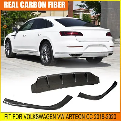 Fit For 2019-2020 Volkswagen VW Arteon CC Carbon Fiber Rear Bumper Diffuser Lip • $493.99